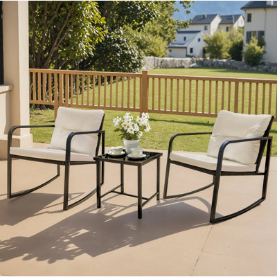 Beauman Metal 2 Person Rocking Seating Group with Cushions White